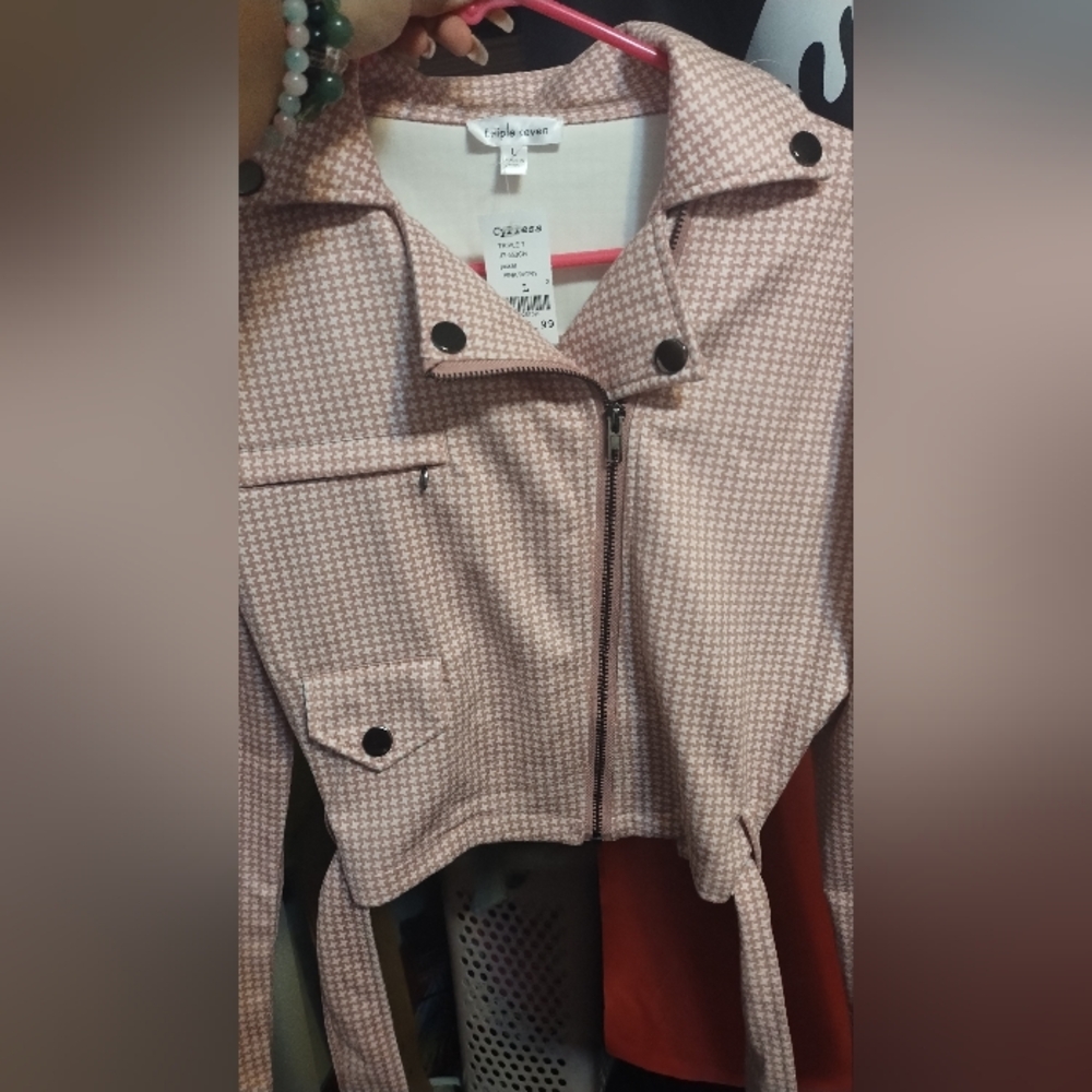 Pink checker board coat